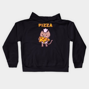 cat eating a pizza Kids Hoodie